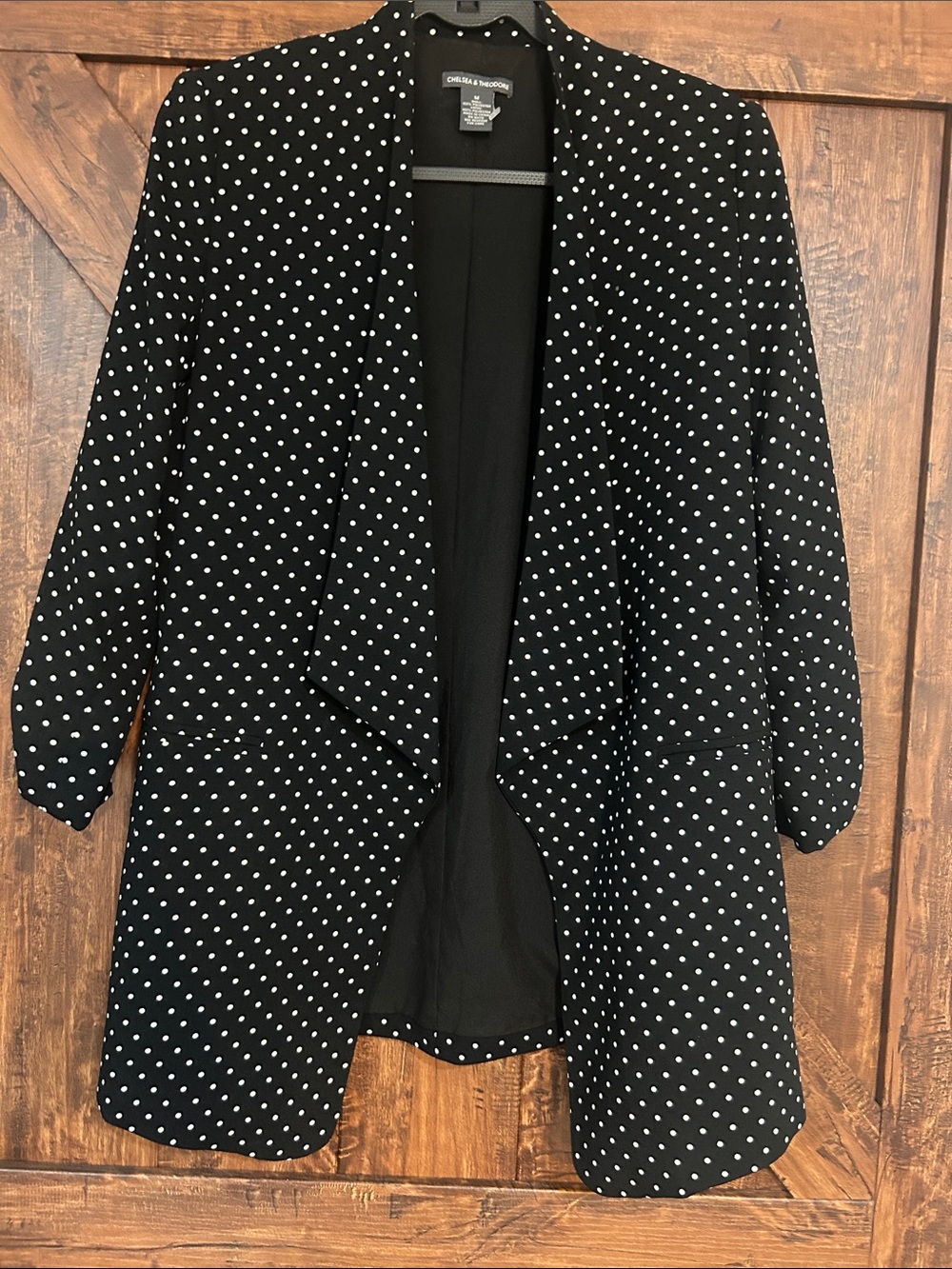 Chelsea & Theodore Black Blazer with White Polka Dots
